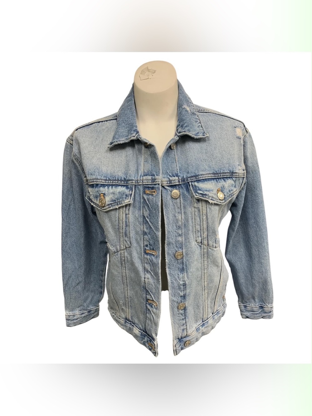 Zara Light Blue Washed Denim Jacket - Size L